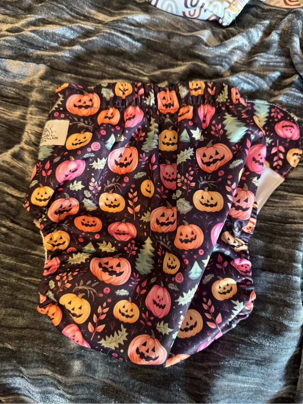 The Good Village Cloth Co. Reusable Kids Cloth Diaper - Purple Pumpkin Print